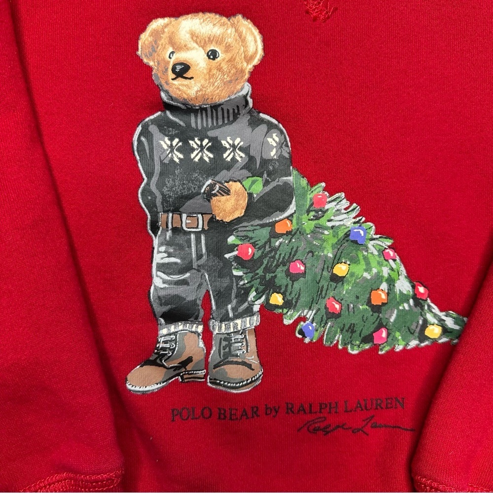 Polo by Ralph Lauren Sweatshirt Holiday Bear Red Size 5 - Picture 2 of 16